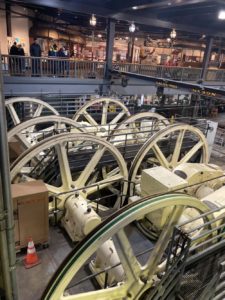 The wheels at the cable car museum.