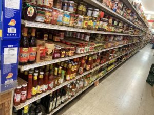 Sauces and condiments at the New May Wah.